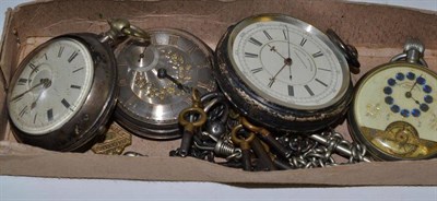 Lot 425 - Two silver pocket watches, a silver pair cased pocket watch and a Hebdomas eight day pocket watch