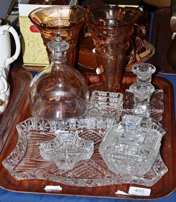 Lot 455 - A Victorian fly trap, dressing table set and other glass