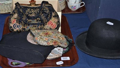 Lot 466 - Bowler hat and assorted evening bags