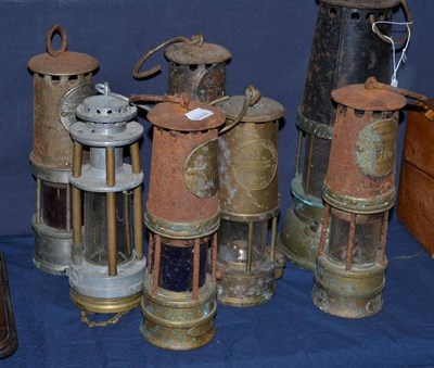 Lot 476 - Seven assorted miners lamps, some brass mounted including Hailwood & Ackroyd and Eccles etc