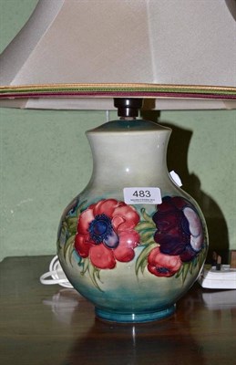 Lot 483 - A Walter Moorcroft Anemone pattern lamp