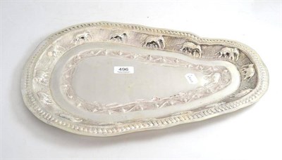 Lot 496 - Indian white metal tray