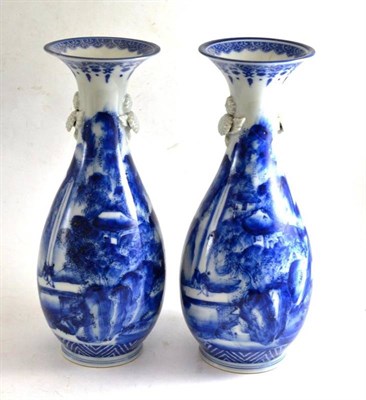 Lot 502 - A pair of Japanese blue and white porcelain vases (one a.f.)