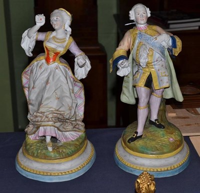 Lot 511 - Pair of coloured bisque figures of a lady and gentleman