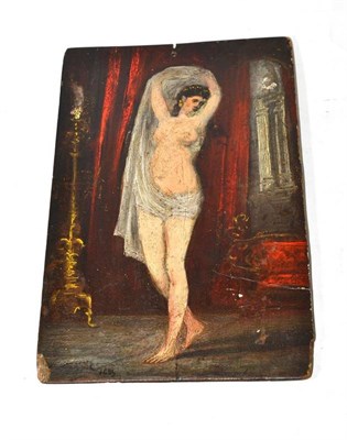 Lot 522 - 19th century oil on board of a nude