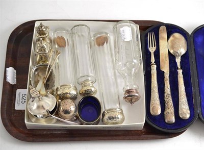 Lot 525 - Silver condiments, toilet jars etc