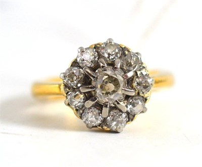 Lot 536 - Old diamond cluster ring, of flowerhead form, in yellow gold