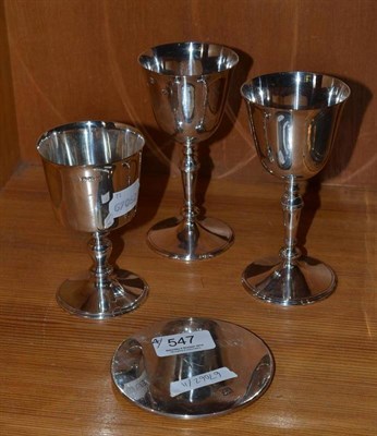 Lot 547 - A pair of modern silver goblets, Sheffield hallmark and another, Birmingham hallmark and a matching