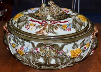 Lot 552 - A Victorian Wedgwood majolica game tureen, impressed marks, 30cm