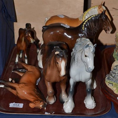 Lot 554 - Beswick Shire Horses and two other brown horses (a.f.) (6)