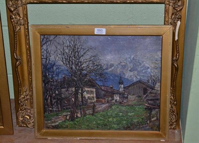 Lot 593 - Otto Scheinhammer (1897-1982) German mountain village scene, signed and dated 1922, oil on...