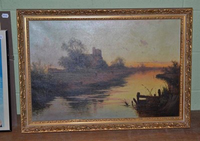 Lot 595 - A Victorian oil painting of a riverside church