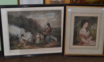 Lot 600 - After George Morland a colour print entitled 'The Fern Gatherers' and a colour portrait print