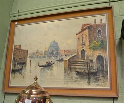 Lot 603 - A de Vity oil on canvas, view of Venice, artist's studio stamp to back