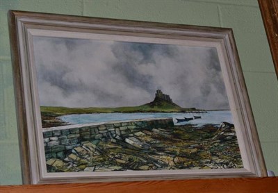 Lot 613 - John Freeman (20th/21st century), ";Holy Island Lindisfarne";, signed and dated (19)72, oil on...