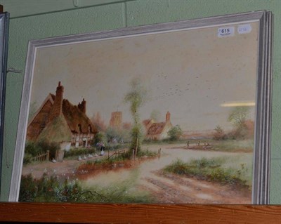 Lot 615 - Pair of framed watercolours, village scenes, by R.Thornton