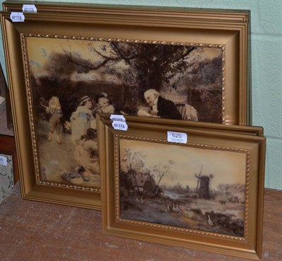 Lot 620 - Two pairs of gilt framed crystoleums