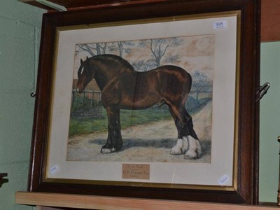 Lot 625 - DM & EM Alderson, a pair of watercolour drawings of heavy horses, titled and inscribed