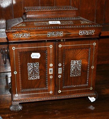 Lot 649 - Rosewood and mother-of-pearl inlaid table cabinet