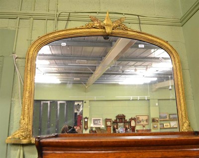 Lot 652 - A Victorian gilt framed over-mantel wall mirror with fern leaf decoration