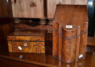 Lot 681 - A George III mahogany knife box and a walnut writing slope