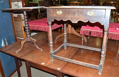 Lot 685 - An 18th century oak lowboy and a Victorian mahogany tripod table (2)