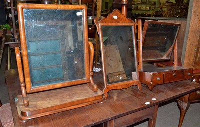 Lot 689 - Two Victorian dressing table mirrors, fret carved mirror and a rug