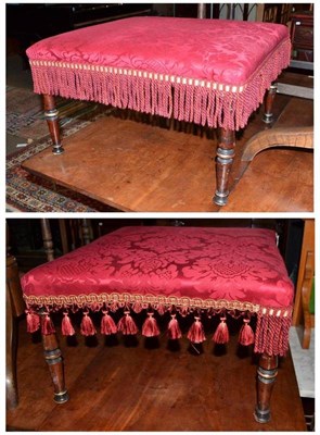 Lot 695 - A pair of 20th century stools upholstered in red