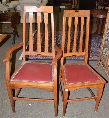 Lot 697 - Six oak Arts & Craft's chairs