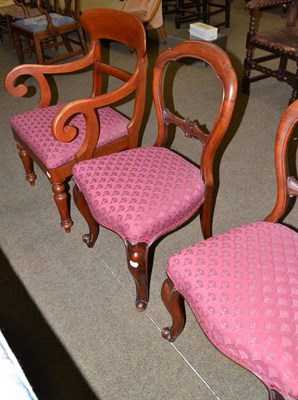 Lot 715 - Four Victorian mahogany balloon back dining chairs and two mahogany carver chairs