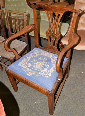 Lot 722 - A Georgian mahogany desk chair with woolwork seat