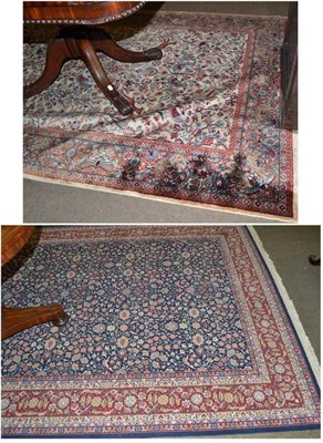 Lot 737 - Two carpets - one blue and red ground 200cm x 300cm, the other ";Tree of Life"; brown and beige...