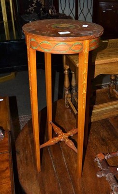 Lot 752 - A Georgian style satinwood circular table with painted decoration