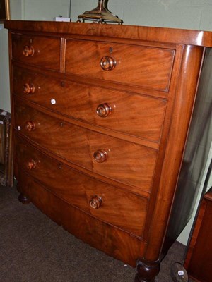 Lot 801 - A Victorian mahogany bow front chest of drawers