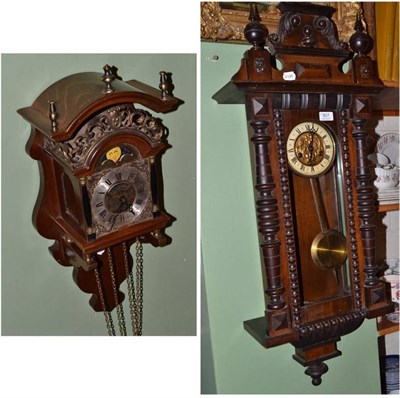 Lot 807 - Vienna style wall clock and a reproduction lantern clock