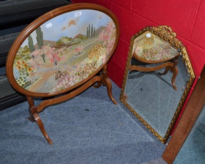 Lot 818 - Silk embroidered panel as a table and a modern mirror