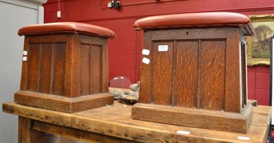 Lot 830 - A pair of panelled oak stools