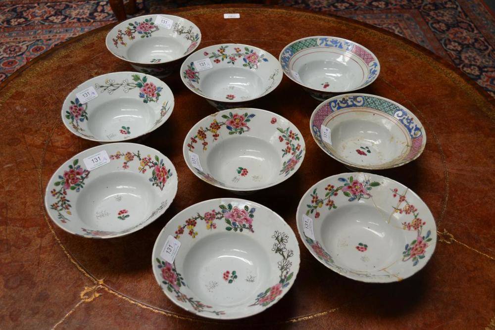 Lot 131 - A Set of Seven Chinese Porcelain Bowls, mid 18th century, of circular form with broad flared...