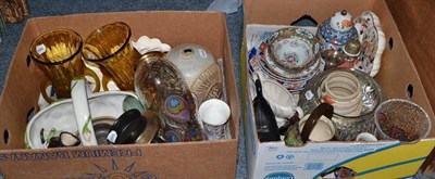 Lot 863 - Various ceramics, glassware and similar including vases, plates, ceiling bowl, lamp base etc...