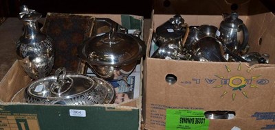 Lot 864 - Two boxes of assorted plated wares