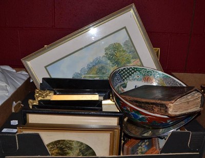 Lot 868 - Assorted Baxter prints, four gilt framed prints, famille verte bowl, plated tray, assorted pictures