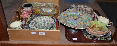 Lot 885 - Assorted Royal Winton decorative chintz pattern teas ware, dishes, plates, cake stands etc (one box