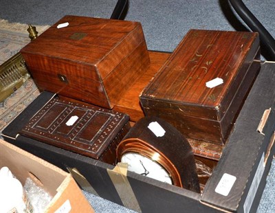 Lot 918 - Five wooden boxes and a mantel clock