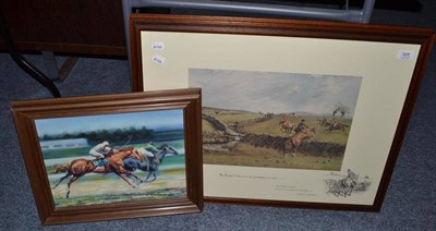 Lot 928 - A pair of modern Snaffles prints and oils on canvas of racehorses by Burnett (3)