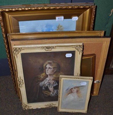 Lot 933 - Six various framed pastel and watercolour drawings