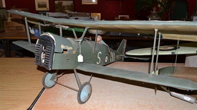 Lot 963 - Model flying aircraft of An SE-2 Biplane in green with RFC roundels, registration F-943, 50";,...