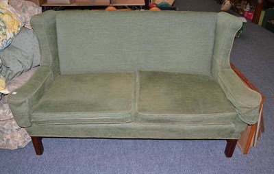 Lot 978 - Green upholstered mahogany framed  sofa, 161cm wide