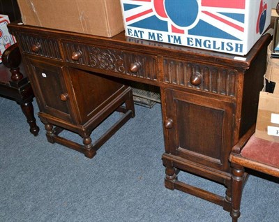 Lot 845A - 19th mahogany dining chair. oak pedestal desk and a reproduction upholstered chair (3)