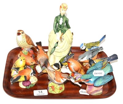 Lot 14 - A collection of eleven Royal Worcester porcelain figures of British birds, two Goebel birds and...