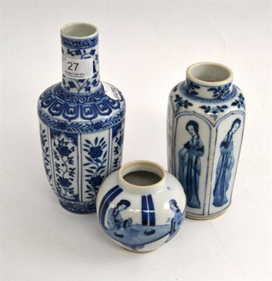 Lot 27 - Three Chinese blue and white vases